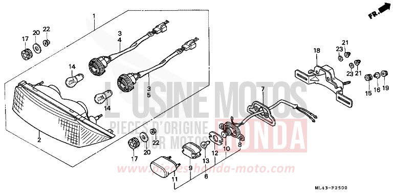 HECKLEUCHTE von CB1300 Super Bold'or ABS SCHWARZ (NH1) von 1988